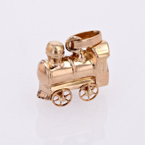 Pendentif Breloque ancienne or jaune locomotive à vapeur 58 Facettes CVP166