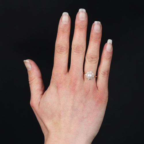 Bague 53 Bague perle de culture Akoya et ses diamants 58 Facettes 24-076