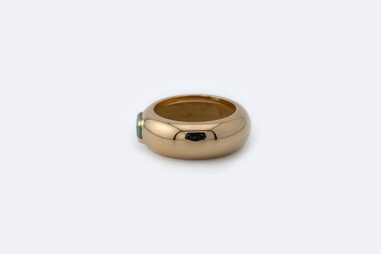 Bague Oro Giallo / 13 Jonc rond en or jaune avec émeraude 58 Facettes anl782
