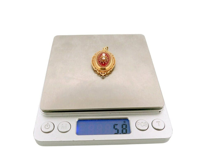 Pendentif vintage pendentif broche medaillon porte photo perles en or jaune 18k 5.9g xxeme 58 Facettes 268154