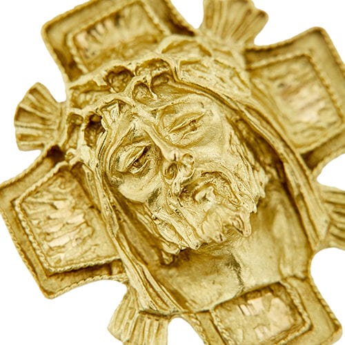 Pendentif en or jaune avec croix et Christ