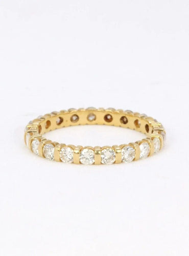 Bague 55 Alliance américaine or jaune diamants 1,2 carats 58 Facettes J44