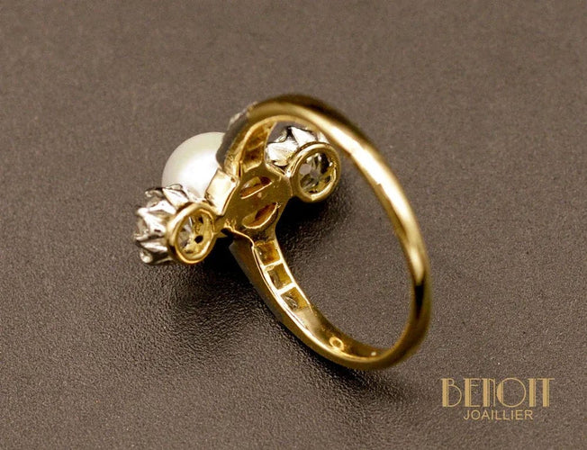 Bague Trilogie perle fine diamants