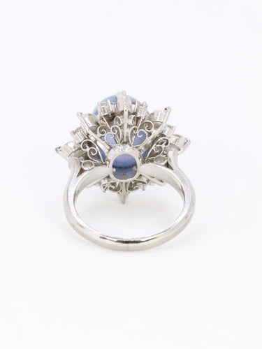 Bague 51.5 Bague marguerite diamants cabochon de saphir étoilé Ceylan 58 Facettes 1131.1