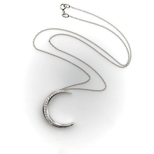 Collier Collier croissant de lune en or blanc 18 carats 58 Facettes
