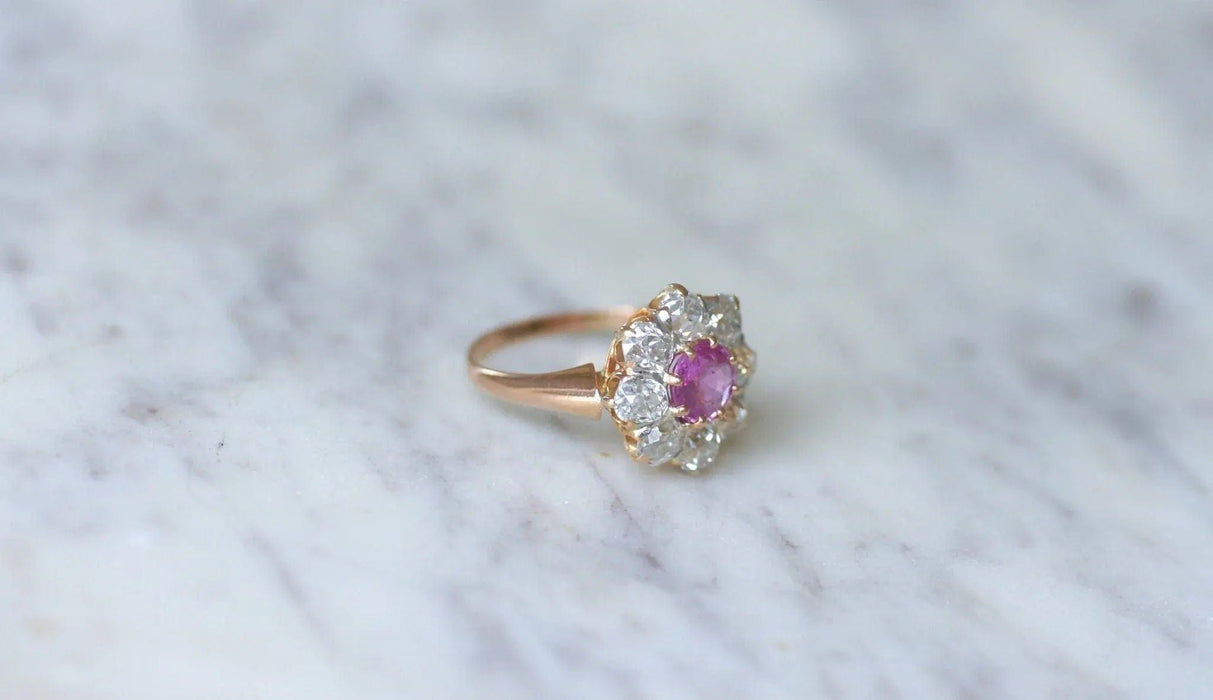 Bague 58 Bague Marguerite Saphir Rose et Diamants 58 Facettes