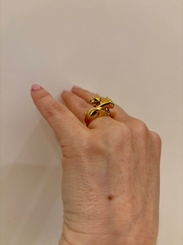 Bague 55 CARTIER - Bague Panthère Double Tête en Or Jaune Émeraude 58 Facettes