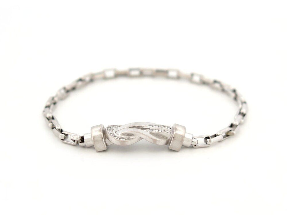 bracelet FRED chance infinie mm diamants & chaine or blanc +cable vert