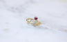 Bague 52.2 Bague Ancienne en Or Jaune Fleur Rubis et Diamants 58 Facettes
