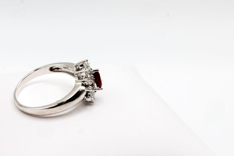 Bague 58 Bague or blanc rubis poire 58 Facettes 250019