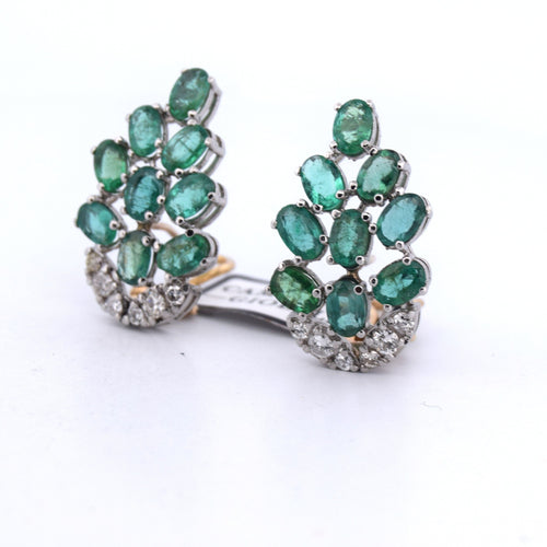 Boucles d'oreilles Boucles d'oreilles en platine ornées d'émeraudes et de diamants 58 Facettes