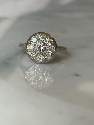 Bague 51 Bague Art Déco, diamants, platine 58 Facettes