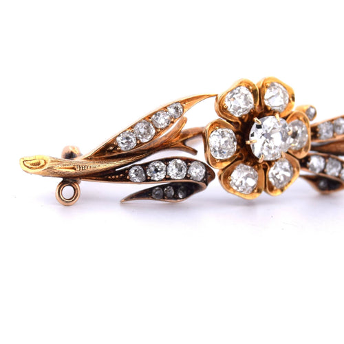 Broche Broche ancienne en or jaune sertie de diamants 58 Facettes