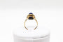 Bague Bague or jaune, platine, saphir cabochon 58 Facettes 250101