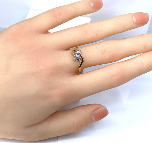 Bague toi et moi or jaune et blanc diamants