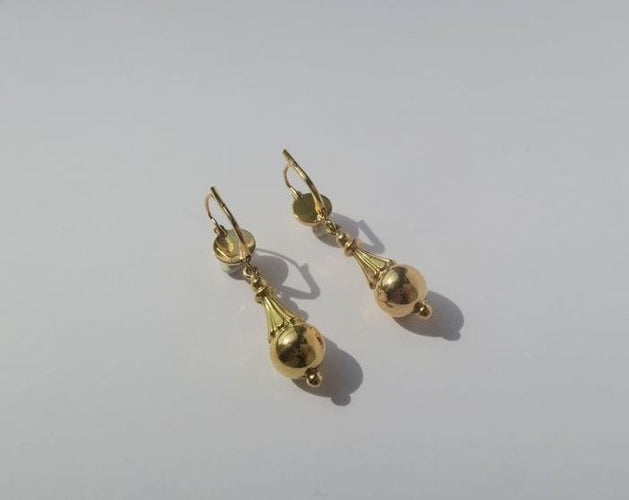 Boucles d'oreilles Boucles d’oreilles dormeuses pendantes deux ors XIXe 58 Facettes