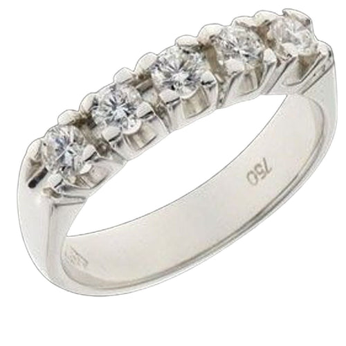 Bague 52.5 Bague en or blanc 18 carats, 5 diamants, diamants naturels ronds 58 Facettes AG-201088/1