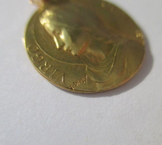 Pendentif Médaille pendentif Vierge Marie 1926 signée Dropsy 58 Facettes