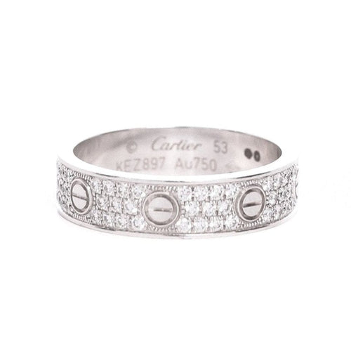 Bague 53 CARTIER - Alliance Love Or blanc et Diamants 58 Facettes 98158
