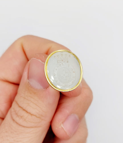 Pendentif sceau antique en or 14k et agate gravée d’armoiries