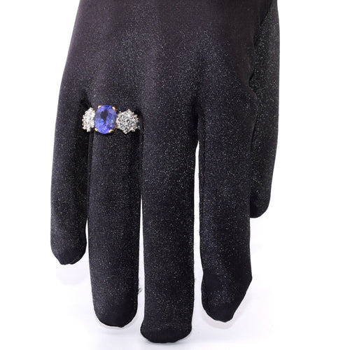 Bague 55 Bague ancienne en or jaune 18 carats avec saphir de 5,00 carats et diamants 58 Facettes AN502