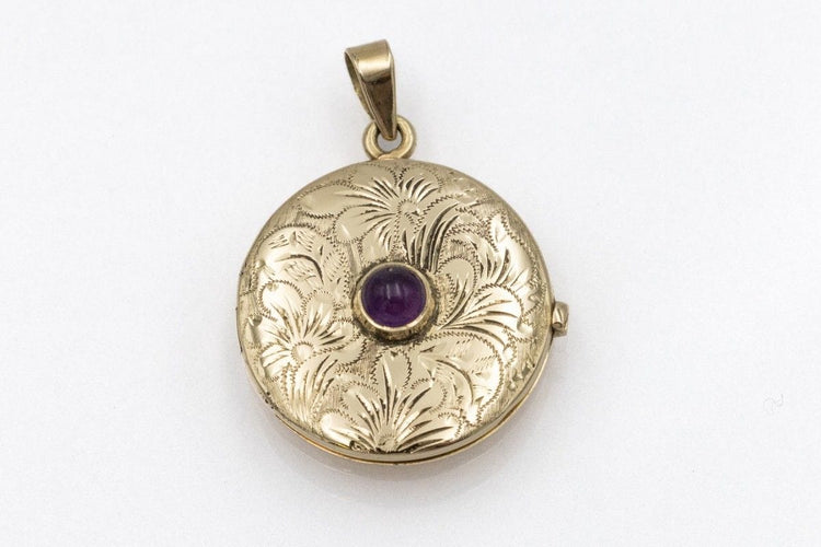 Pendentif Pendentif médaillon en or jaune avec améthyste, milieu du XXe siècle 58 Facettes 11403