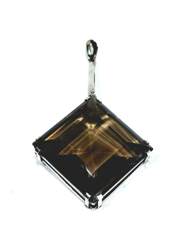 Pendentif Pendentif quartz fumé biseauté en argent 58 Facettes