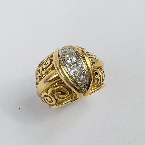 Bague Bague Or et Platine avec 4 Diamants 58 Facettes 20400000778