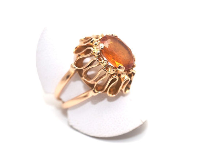 Bague cocktail or jaune 750 mil et citrine