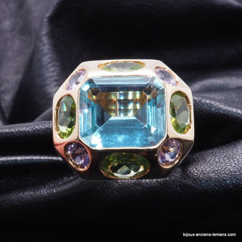 Bague 55.5 Bague Aigue Marine Péridot Améthyste - ref 4297 58 Facettes 4297