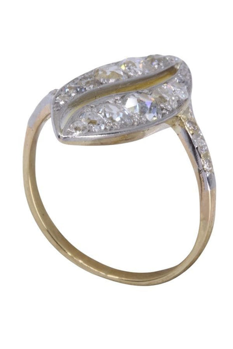 Bague 52 Bague marquise art-nouveau or jaune diamants 58 Facettes 091781