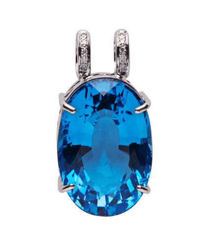 Pendentif Pendentif Or blanc 18K Topaze bleue Diamants blancs 58 Facettes BO220338/COEURDELOCEAN