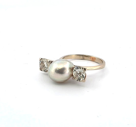 Bague Anello vintage en or blanc 18k avec perles et diamants 58 Facettes