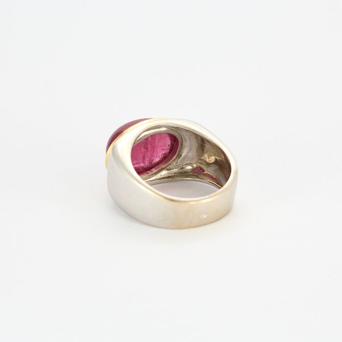 Bague or jaune et blanc tourmaline rose