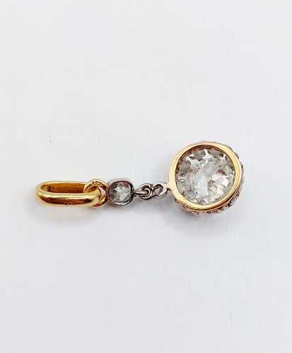 Pendentif antique taille ancienne en or 18k et platine et diamants