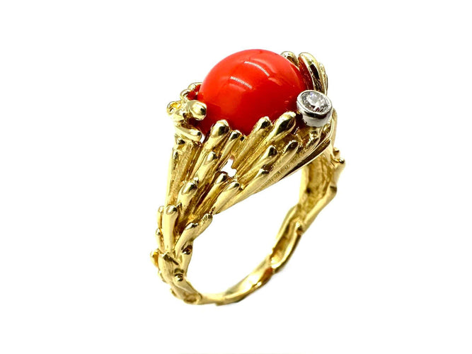 Bague 57 GILBERT ALBERT. Bague or jaune, diamant et billes interchangeables 58 Facettes