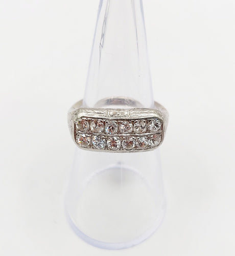 Bague 52 Bague tank art déco or blanc et diamants 58 Facettes A05400