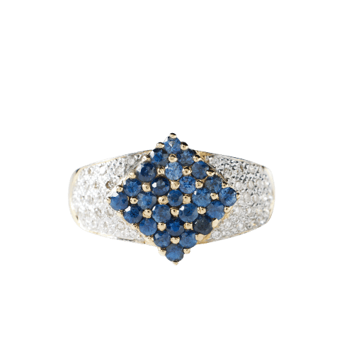 Bague pavée saphirs diamants