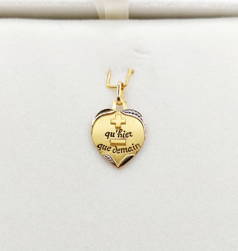 AUGIS - Pendentif médaille d'amour or "+ qu'hier - que demain" - La Sentimentale