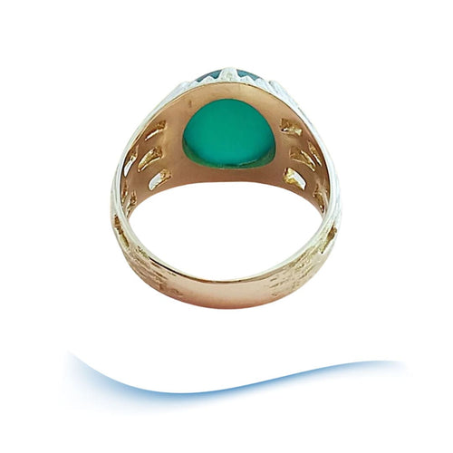 Bague 54 Bague agate verte en cabochon or jaune 58 Facettes AA 1694