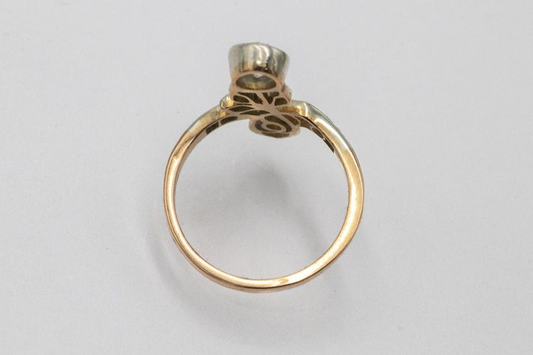 Charming Art Nouveau - old gold ring with a 0.70ct old brilliant-cut diamond, early 20th century 58 Facettes 11297