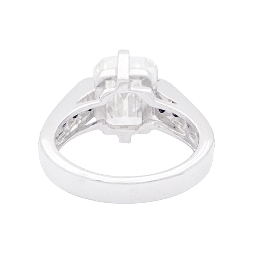 Bague 52 Bague or blanc, diamant taille émeraude 4 cts. 58 Facettes 31294
