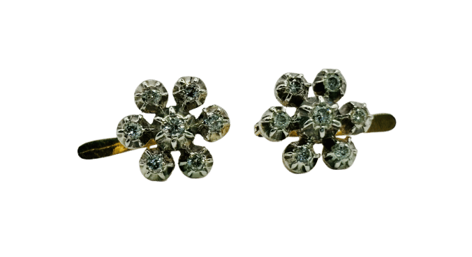 Boucles d'oreilles Boucles d'oreilles vintage en or et diamants – Motif floral 58 Facettes 50332