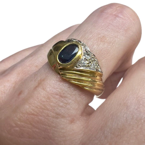 Bague BAGUE DESIGN MODERNE DES ANNÉES 1990 en OR 18 carats avec DIAMANTS et SAPHIRS 58 Facettes Q702A(828)