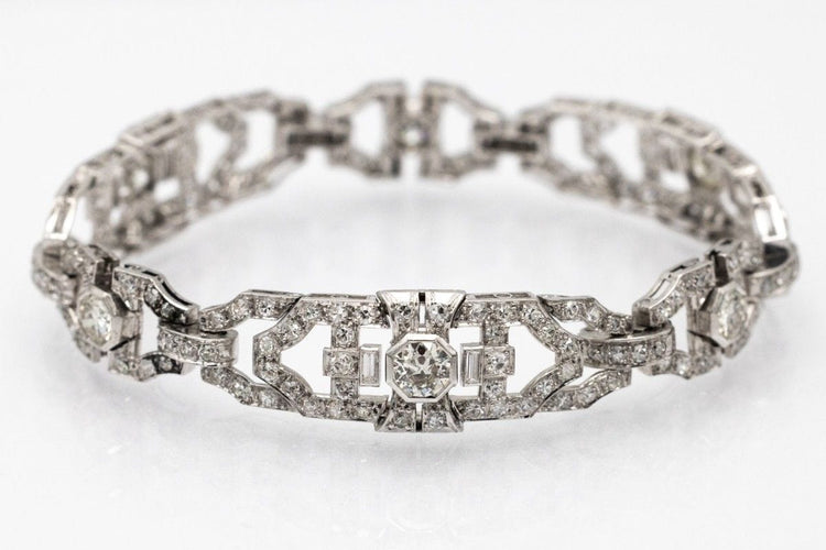 Bracelet Bracelet Art Déco unique en platine avec diamants 58 Facettes 10501