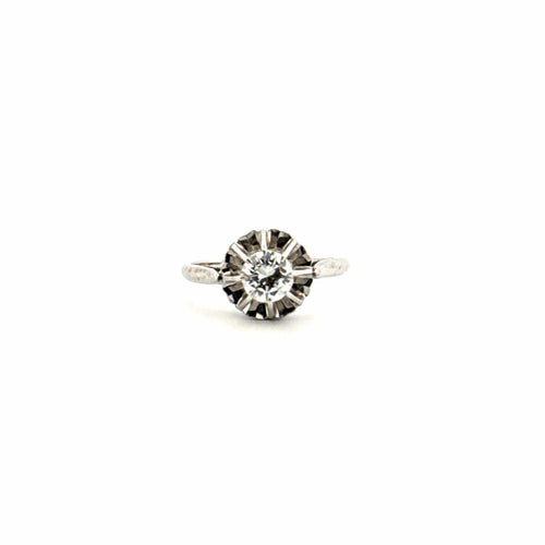 Bague 53 Solitaire Or Blanc & Diamant 58 Facettes