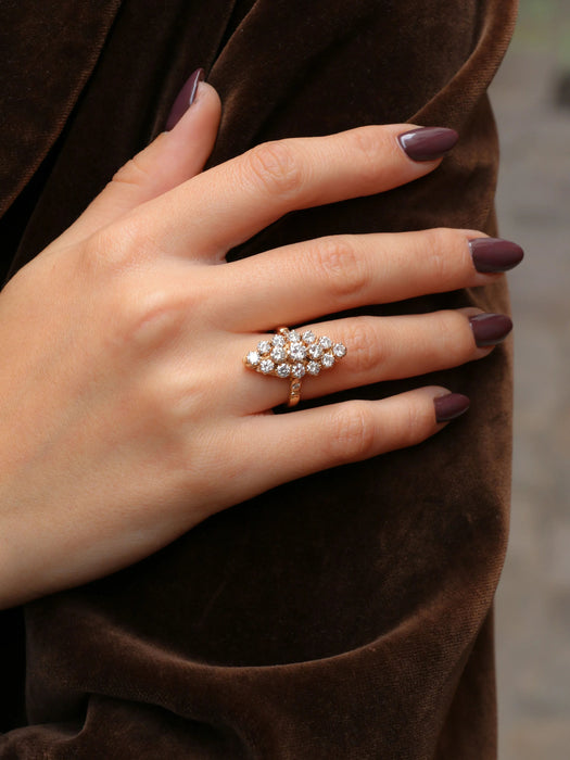 Bague marquise vintage or jaune diamants