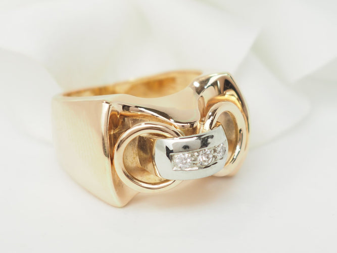 Bague 53.5 Bague Tank en or rose et diamants 58 Facettes 33465