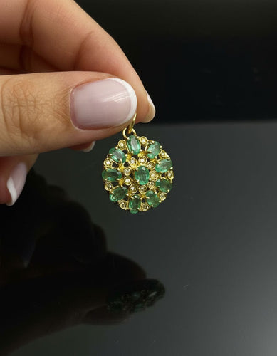 Ciondolo Smeraldi e Diamanti 58 Facettes