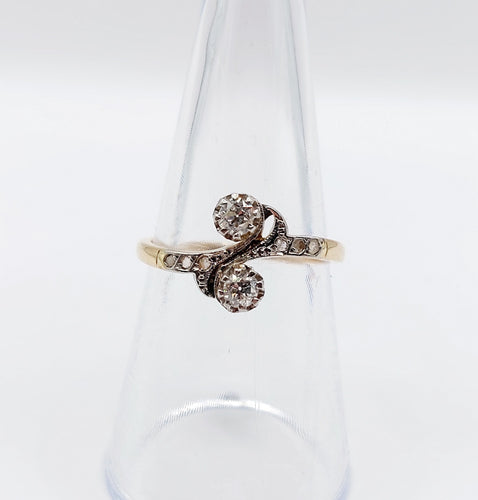 Bague 54 Bague toi et moi antique or jaune, platine et diamant 58 Facettes A05710